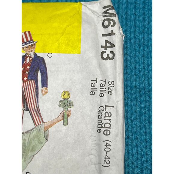 McCalls 6143 costume mens uncle sam statue of liberty lincoln size large 40 42 - Picture 2 of 7